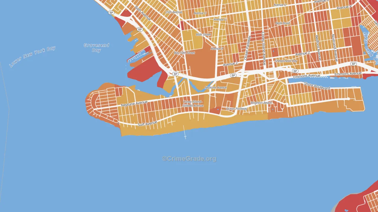 Coney Island, Brooklyn, NY Map of Vandalism Rates