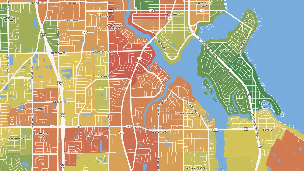 Confederate Point, Jacksonville, FL Map of Vandalism Rates