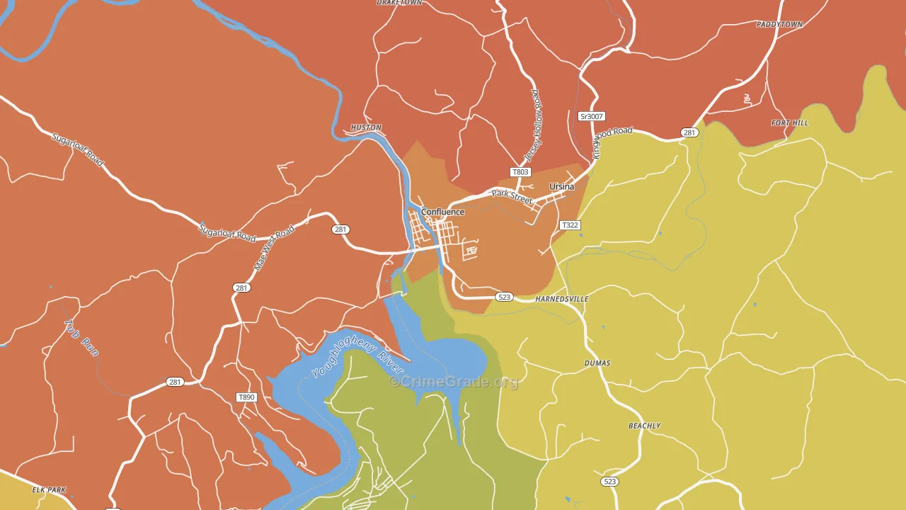 Confluence, PA Map of Vandalism Rates