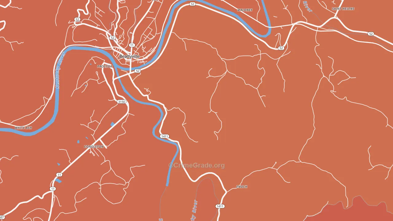 Congleton, KY Map of Vandalism Rates