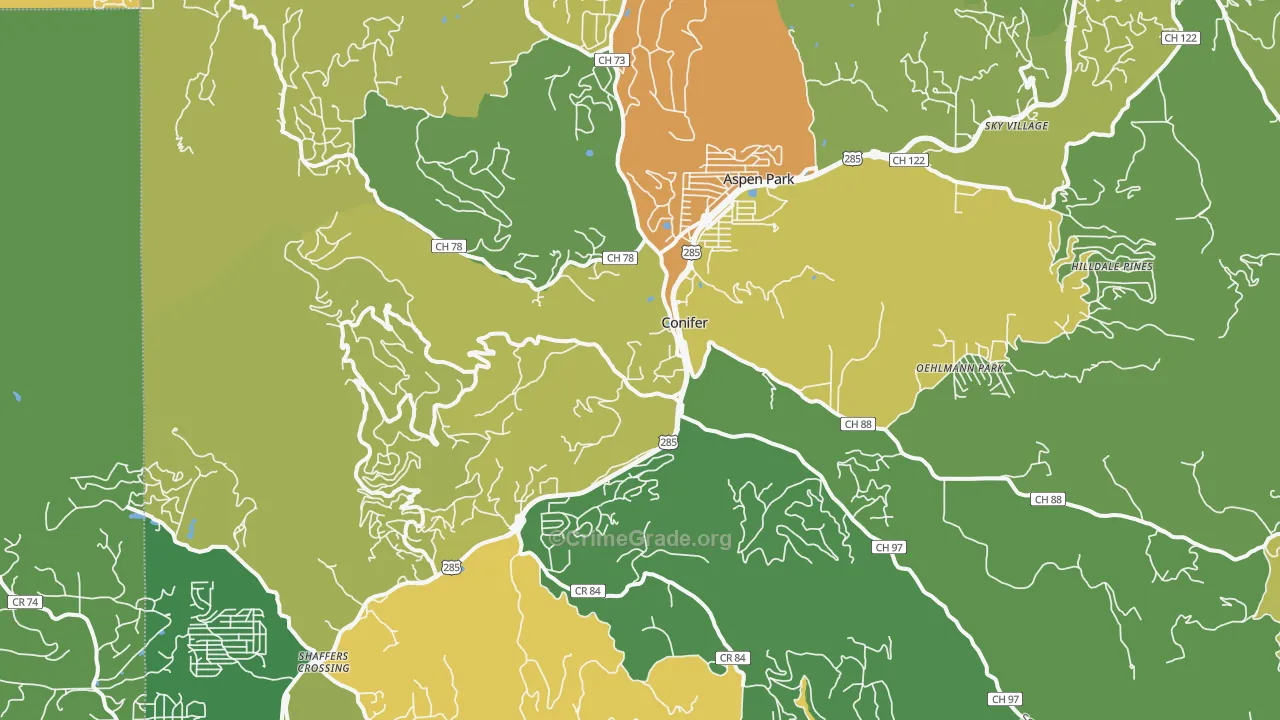 Conifer, CO Map of Vandalism Rates