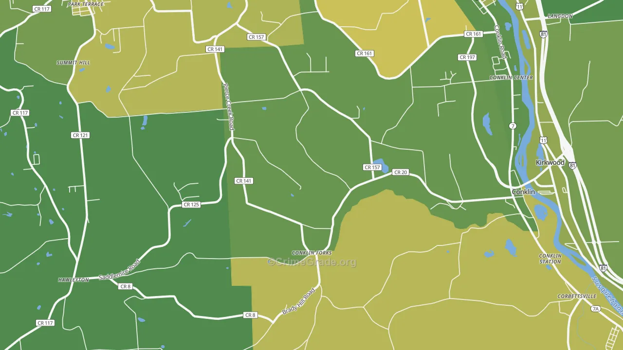 Conklin Forks, NY Map of Vandalism Rates