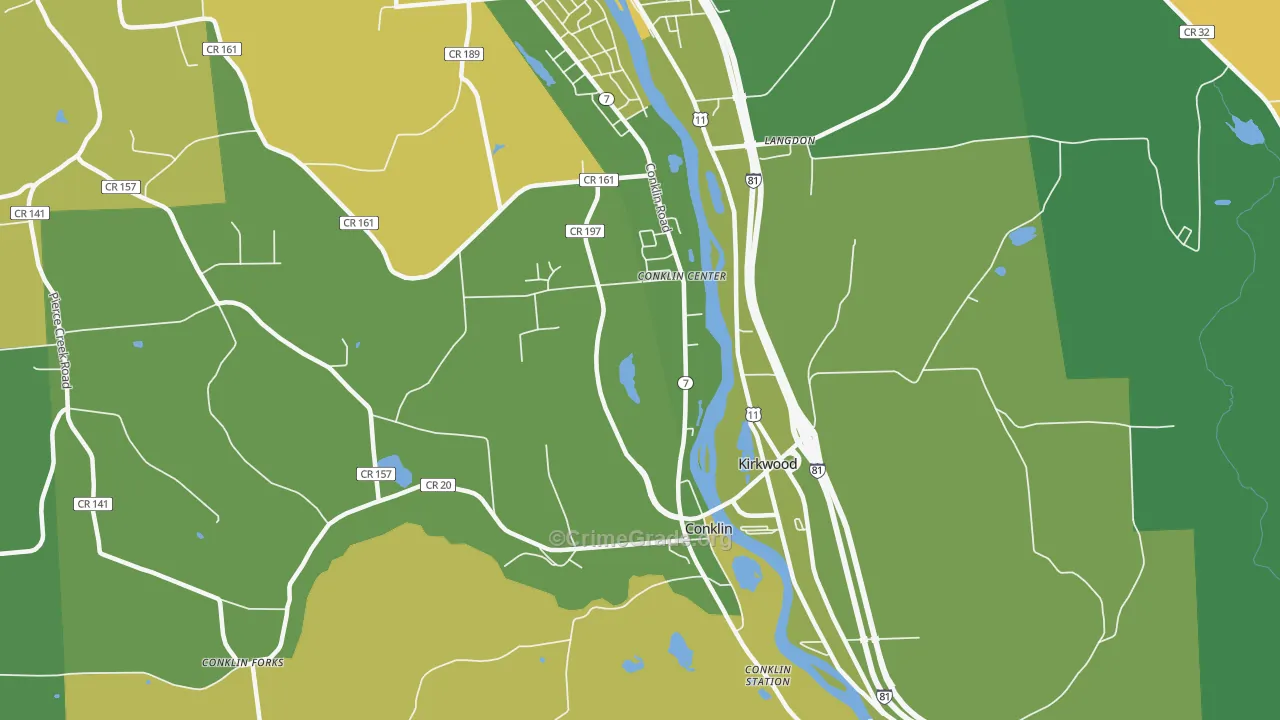 Conklin, NY Map of Vandalism Rates