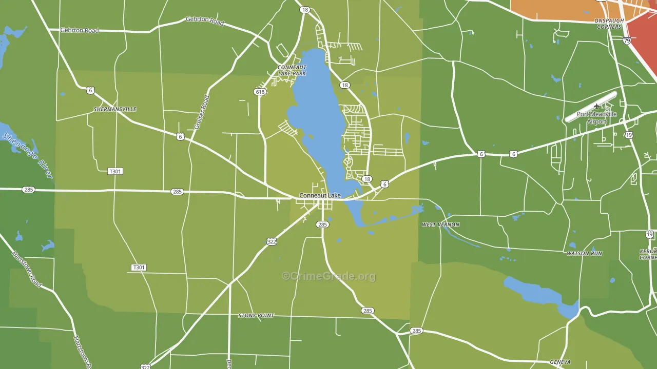 Conneaut Lake, PA Map of Vandalism Rates