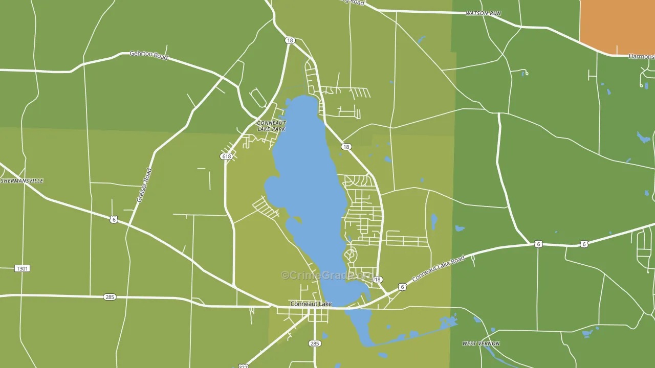 Conneaut Lakeshore, PA Map of Vandalism Rates