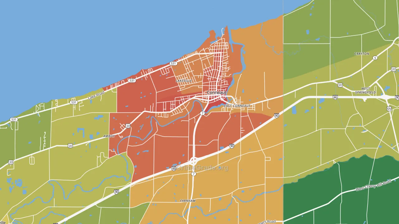 Conneaut, OH Map of Vandalism Rates