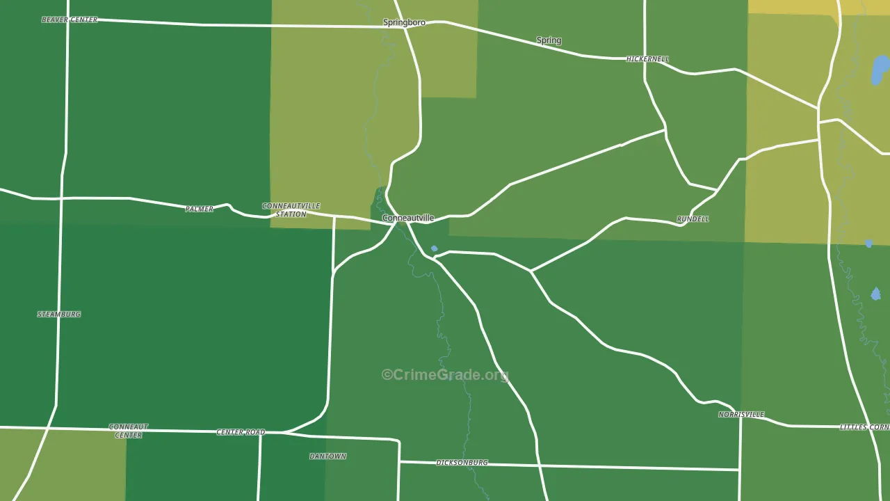 Conneautville, PA Map of Vandalism Rates