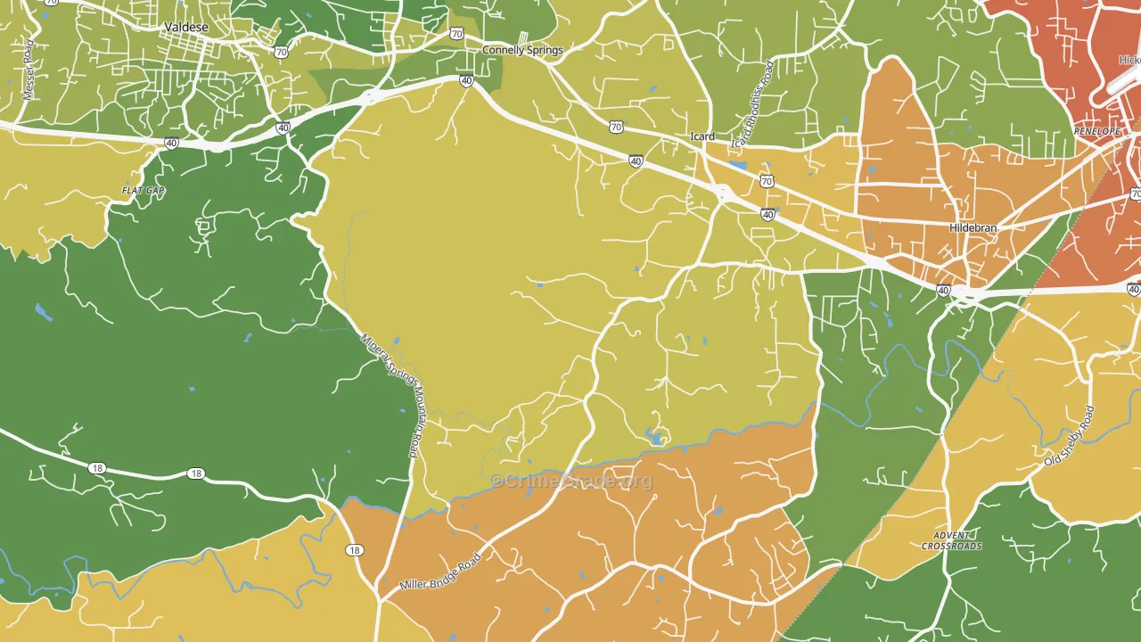 Connellys Springs, NC Map of Vandalism Rates
