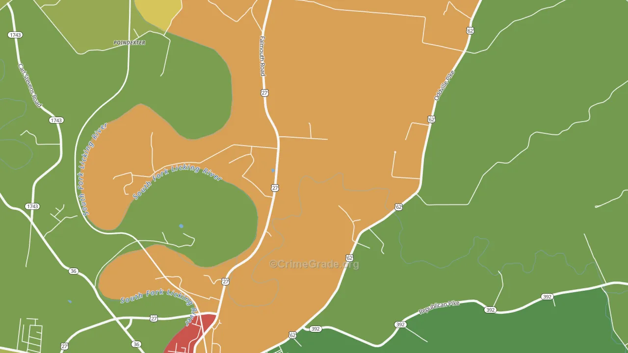 Connersville, KY Map of Vandalism Rates