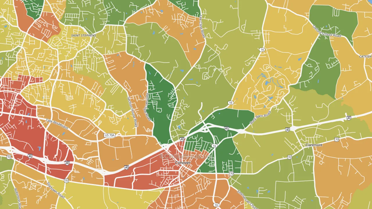 Conover, NC Map of Vandalism Rates
