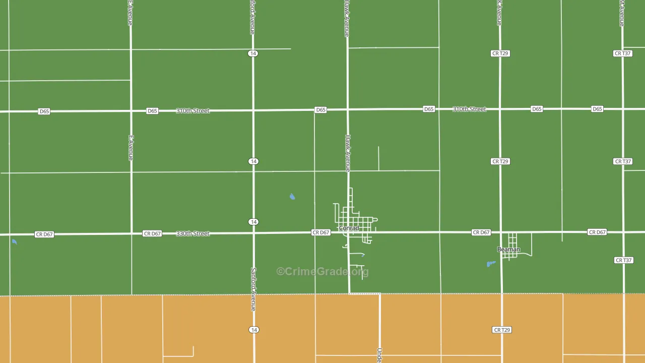 Conrad, IA Map of Vandalism Rates