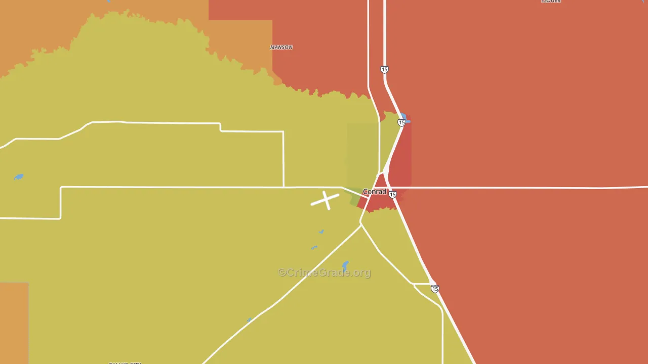 Conrad, MT Map of Vandalism Rates