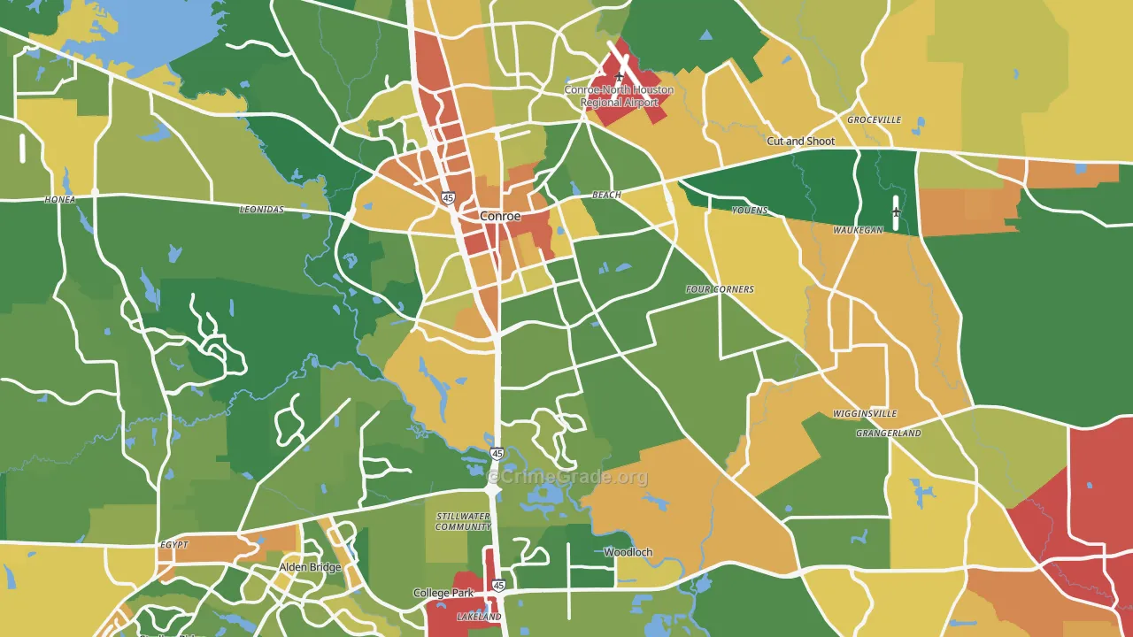 Conroe, TX Map of Vandalism Rates