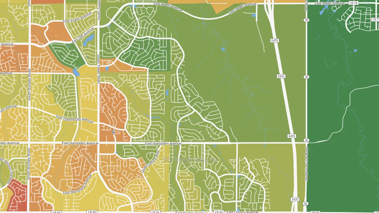 Conservatory, Aurora, CO Map of Vandalism Rates