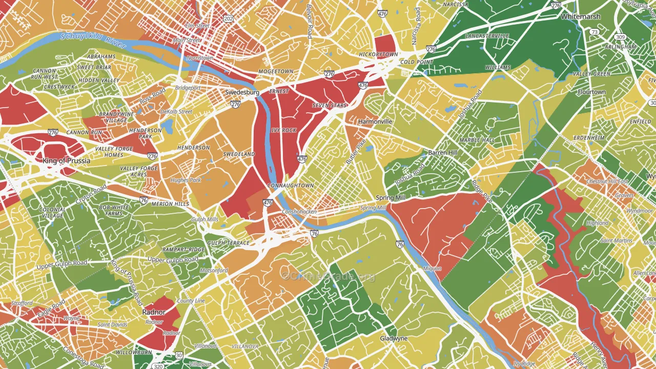 Conshohocken, PA Map of Vandalism Rates