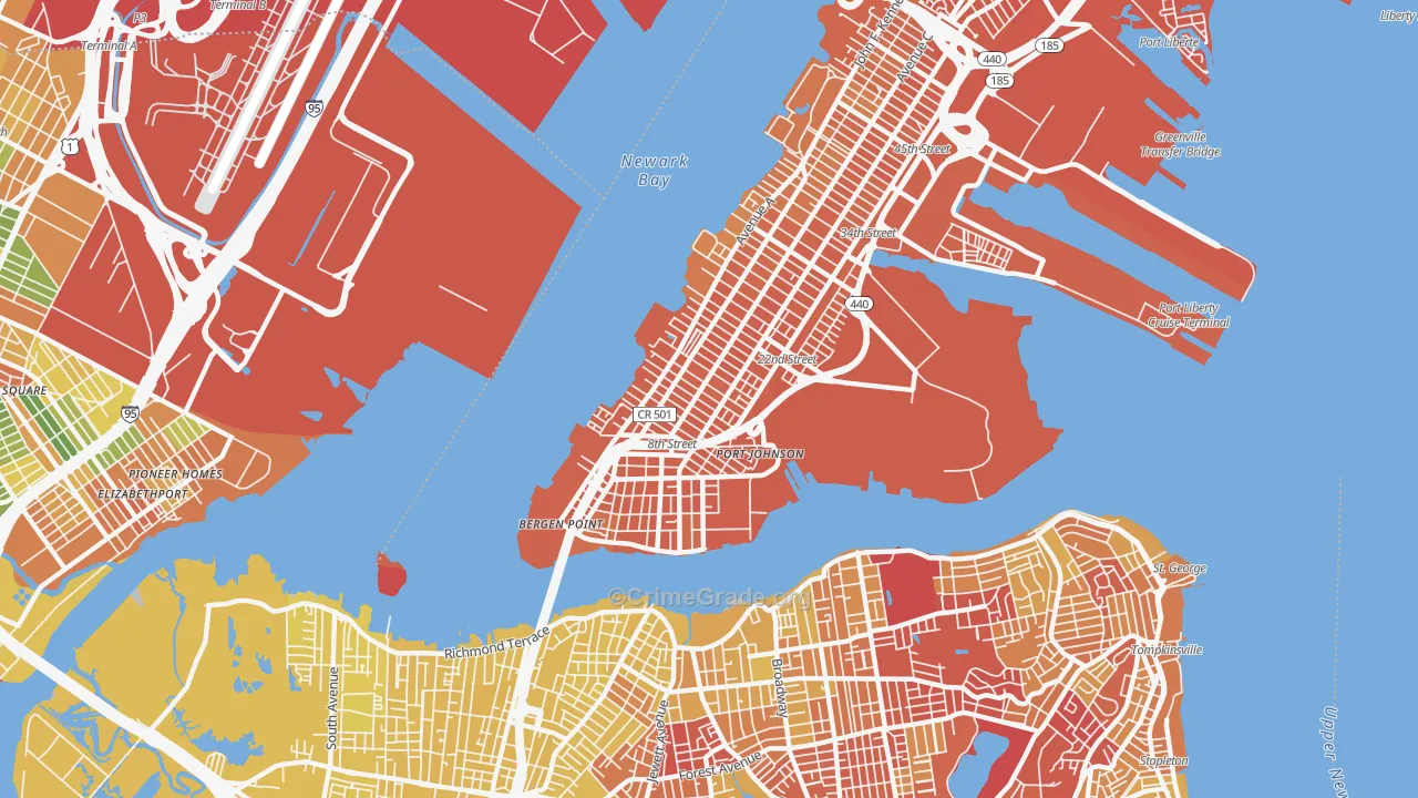 Constable Hook, Bayonne, NJ Map of Vandalism Rates