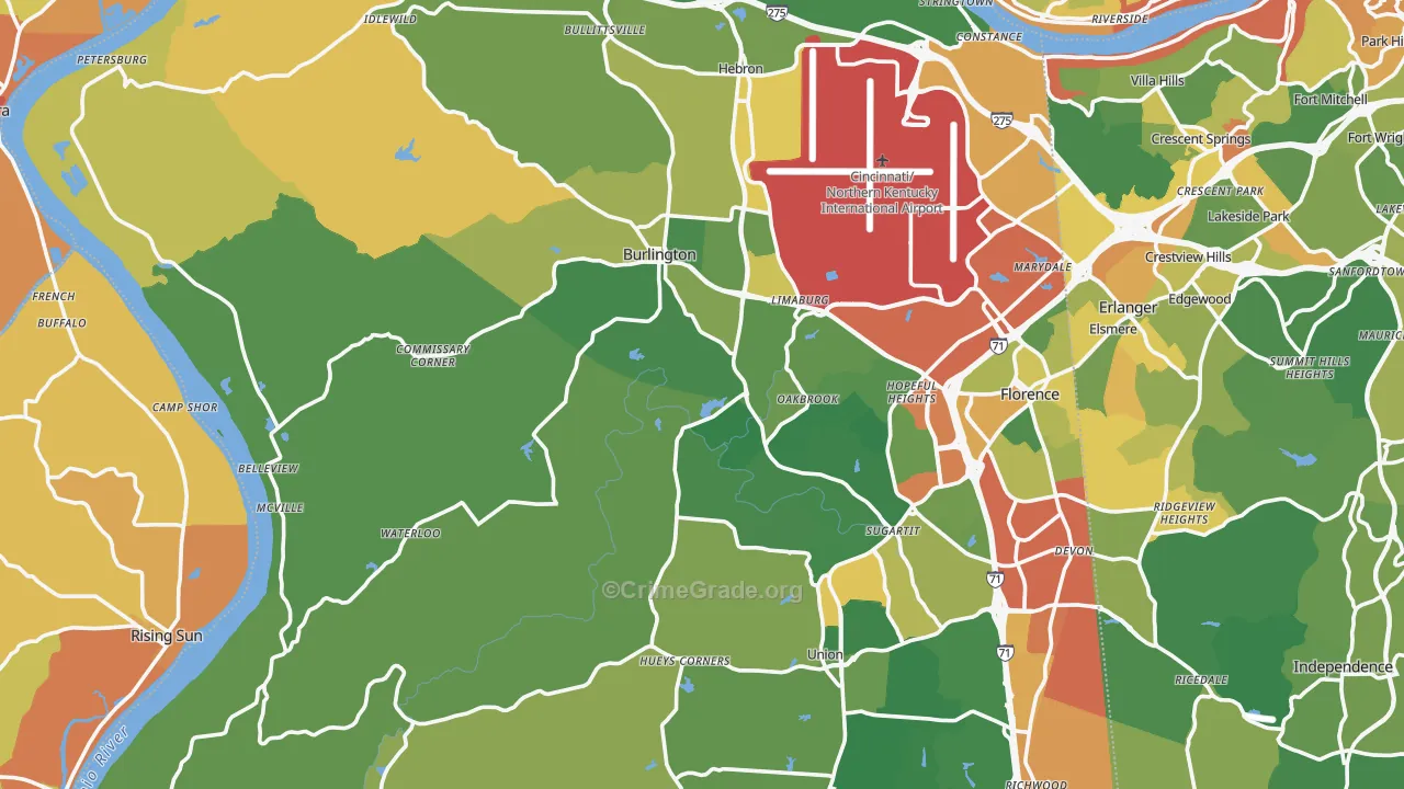 Constance, KY Map of Vandalism Rates