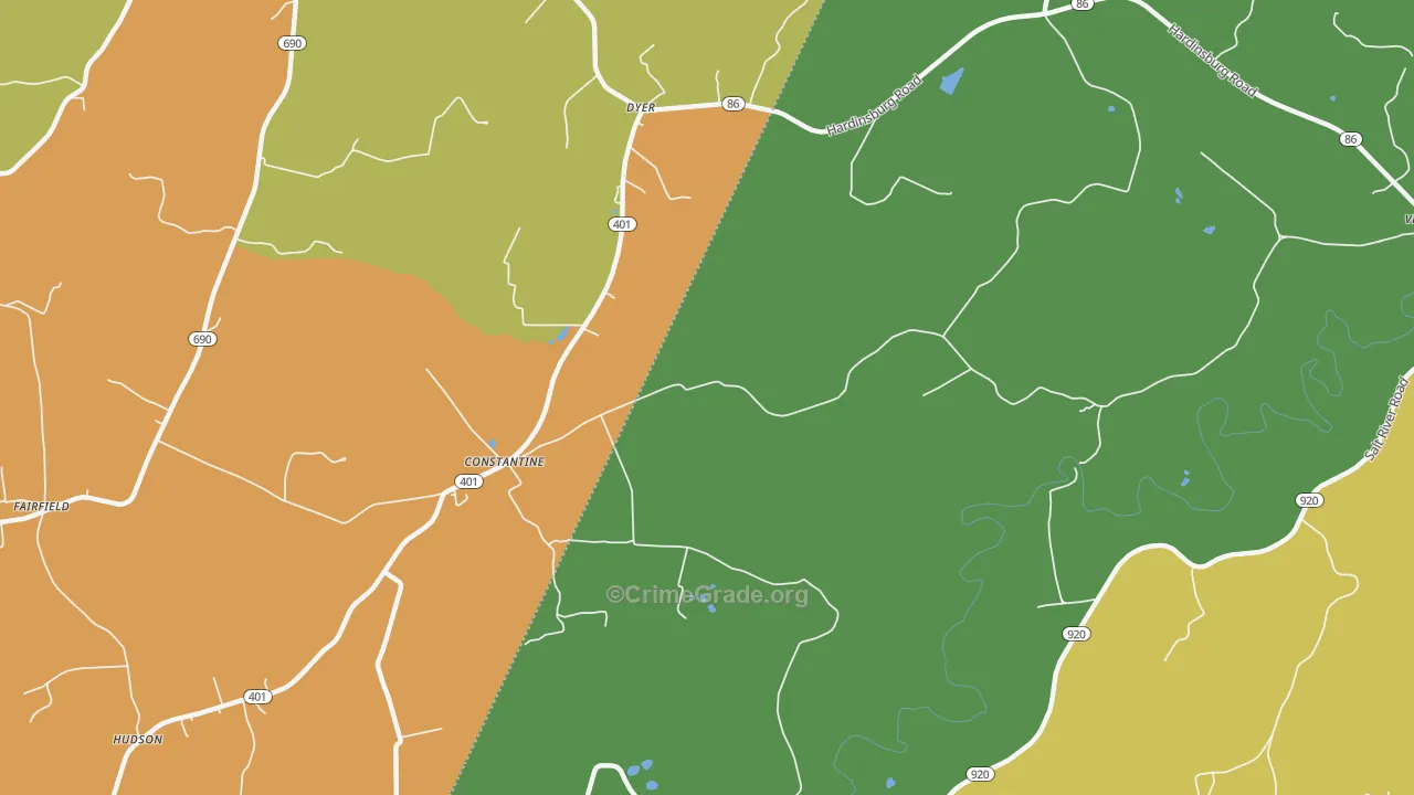 Constantine, KY Map of Vandalism Rates