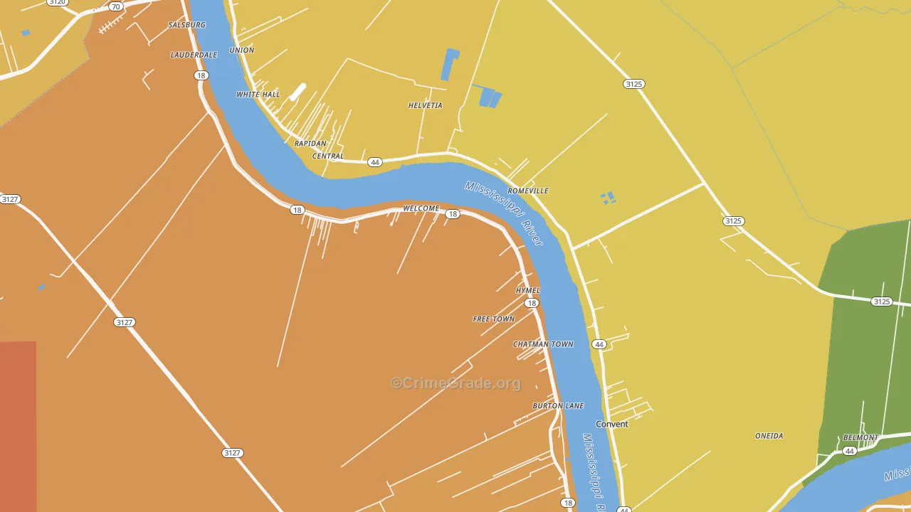 Convent, LA Map of Vandalism Rates