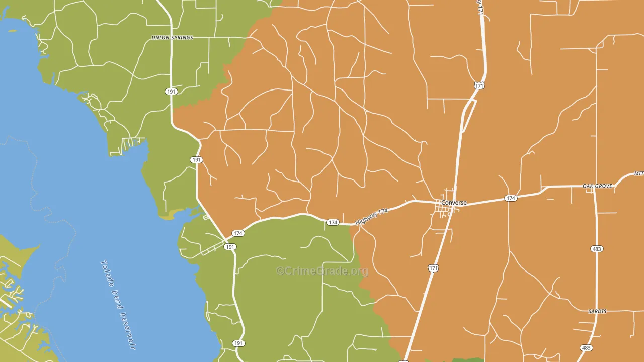 Converse, LA Map of Vandalism Rates