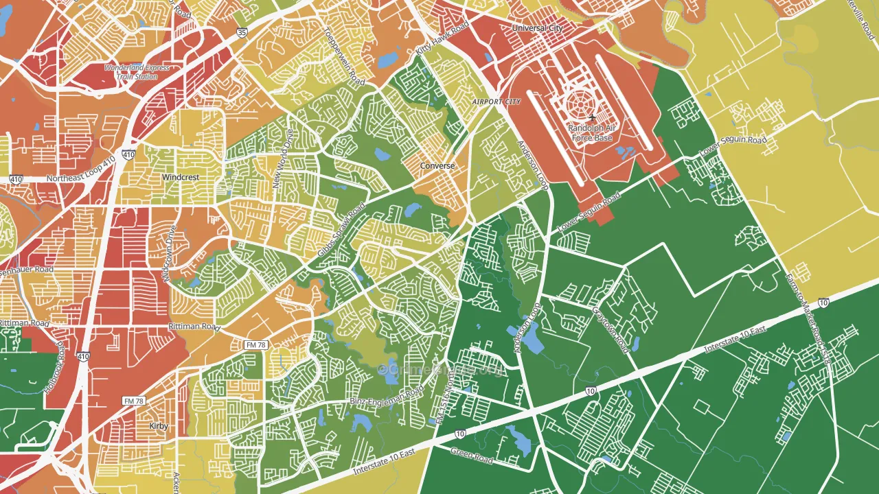 Converse, TX Map of Vandalism Rates