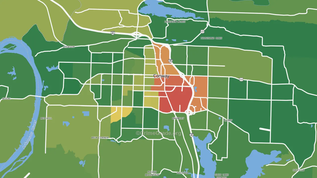 Conway, AR Map of Vandalism Rates