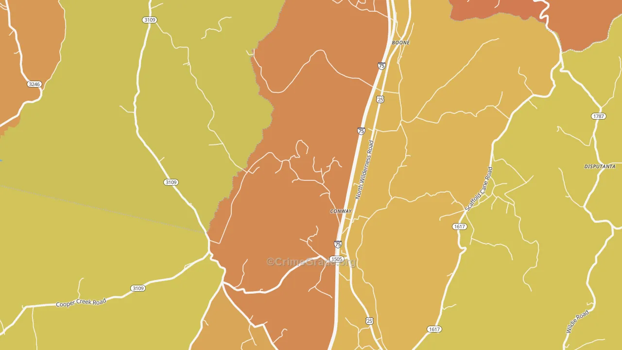 Conway, KY Map of Vandalism Rates