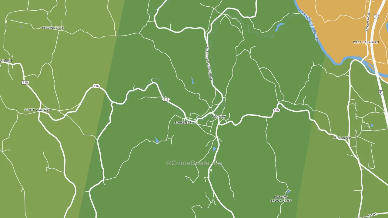 Conway, MA Map of Vandalism Rates