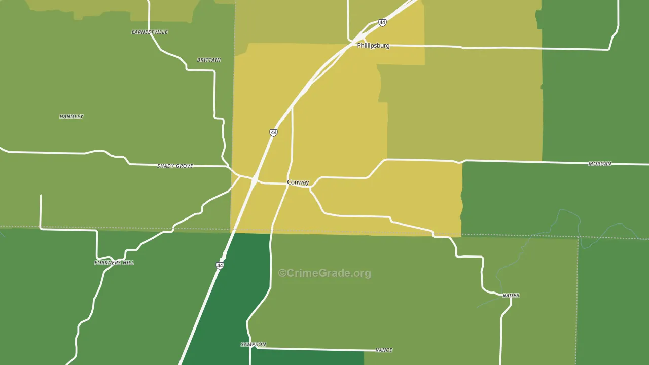 Conway, MO Map of Vandalism Rates