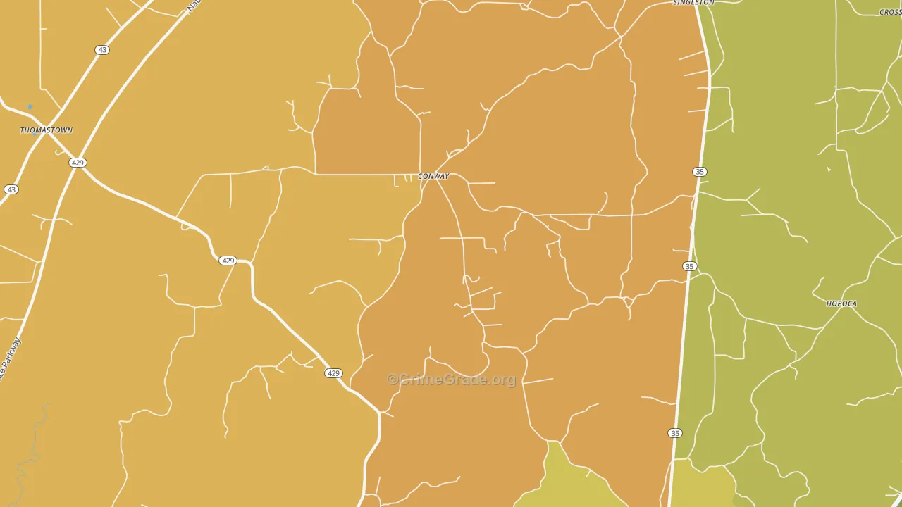 Conway, MS Map of Vandalism Rates