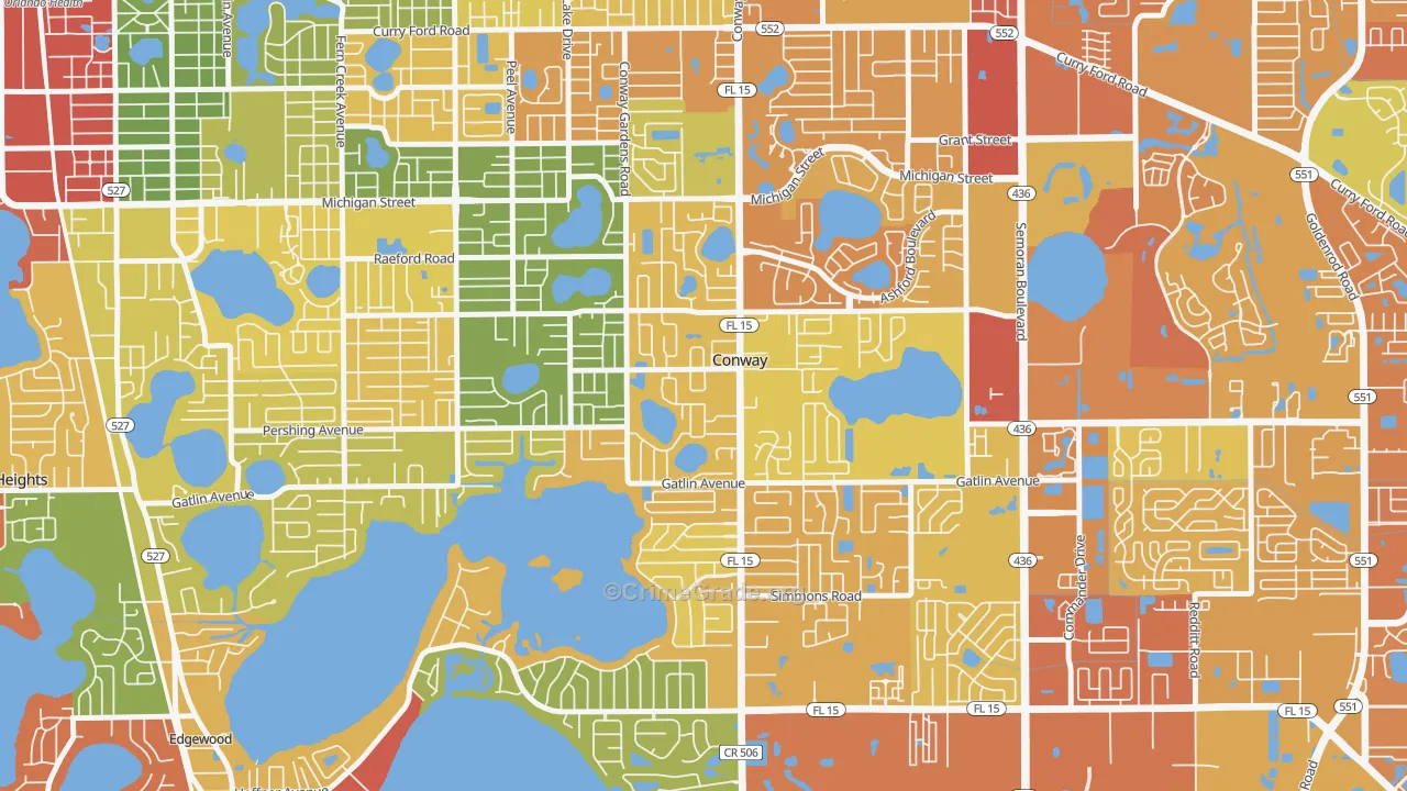 Conway, Orlando, FL Map of Vandalism Rates