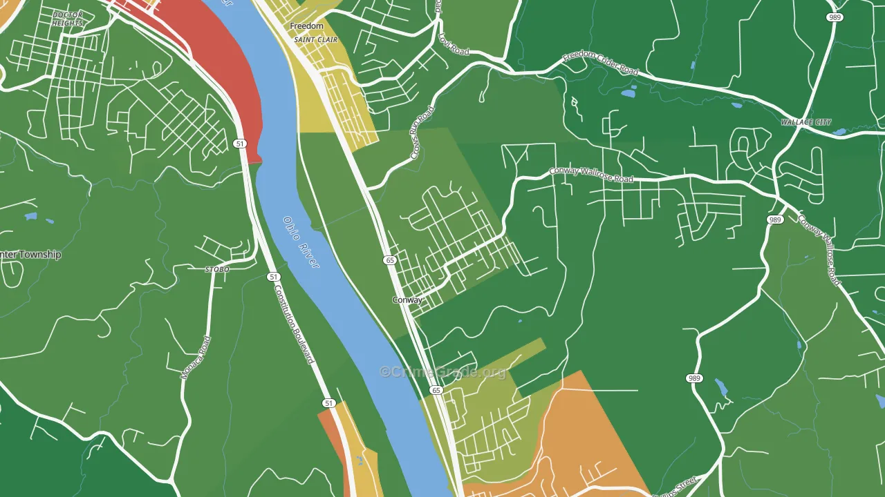 Conway, PA Map of Vandalism Rates
