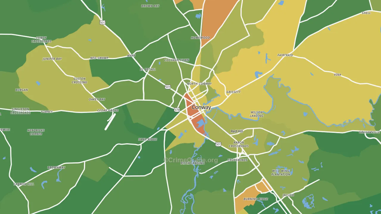 Conway, SC Map of Vandalism Rates