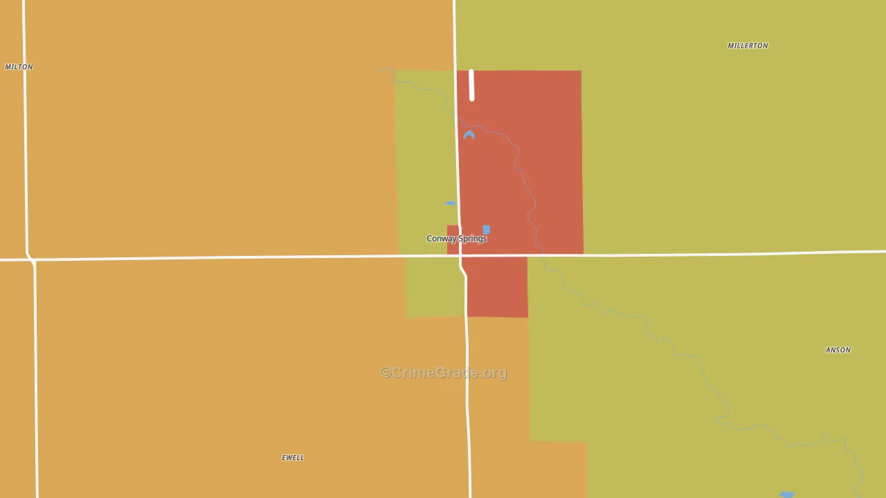 Conway Springs, KS Map of Vandalism Rates