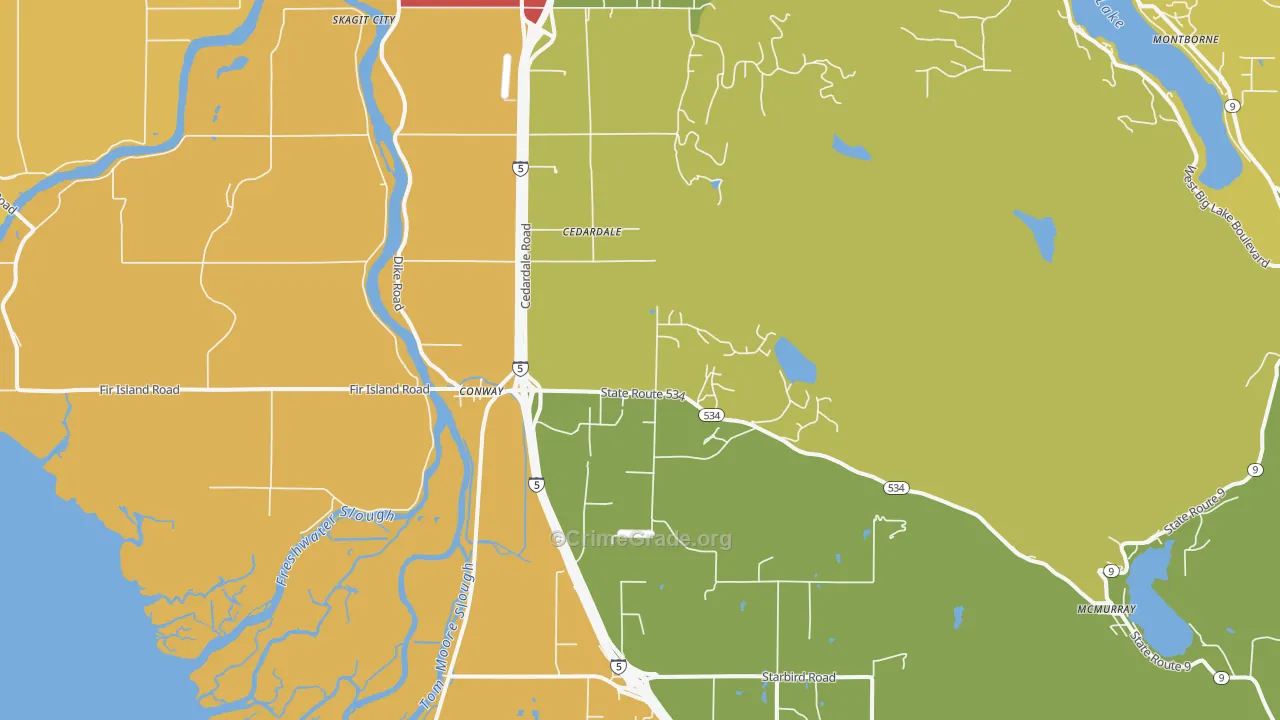 Conway, WA Map of Vandalism Rates