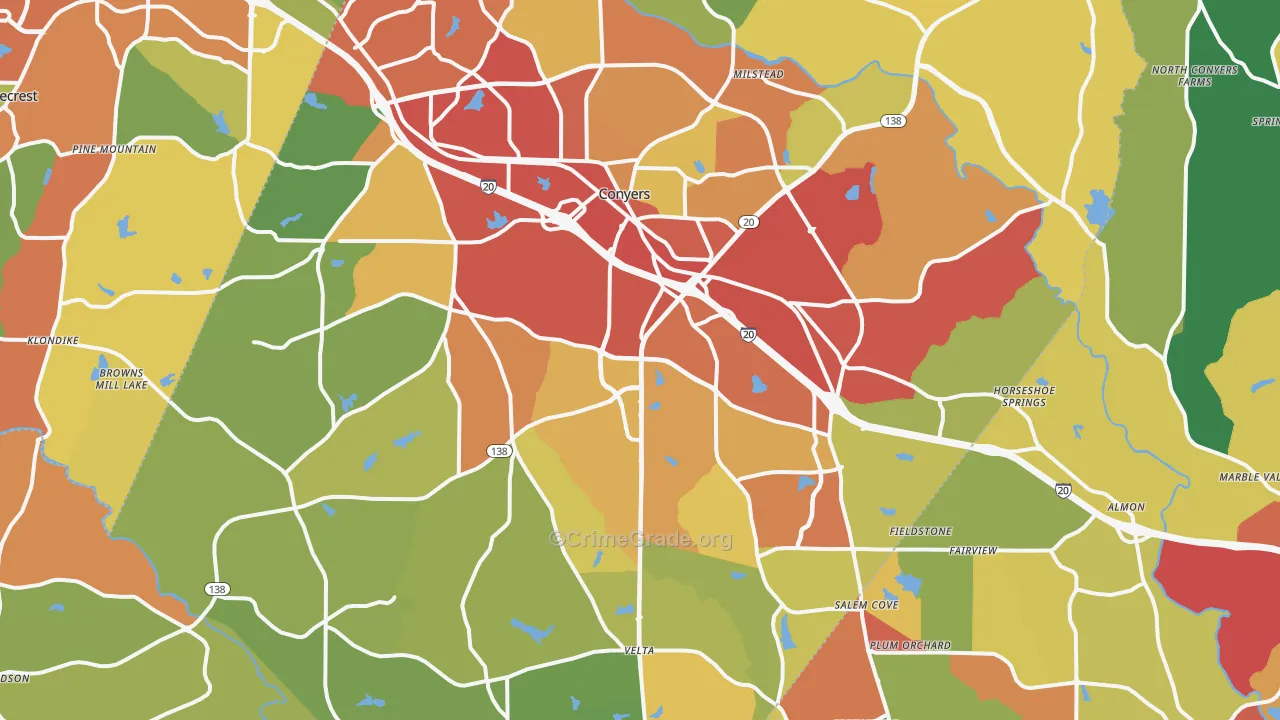 Conyers, GA Map of Vandalism Rates