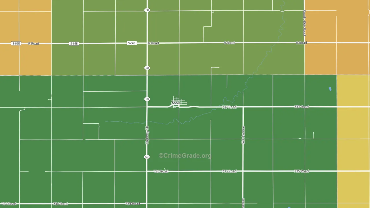 Cook, NE Map of Vandalism Rates