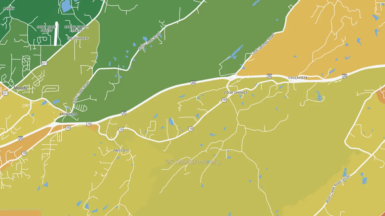 Cook Springs, AL Map of Vandalism Rates