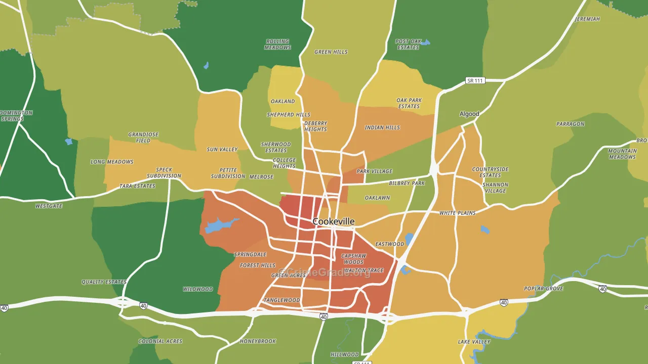Cookeville, TN Map of Vandalism Rates