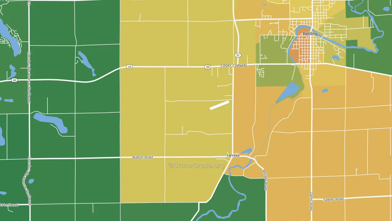Cooks Corners, MI Map of Vandalism Rates