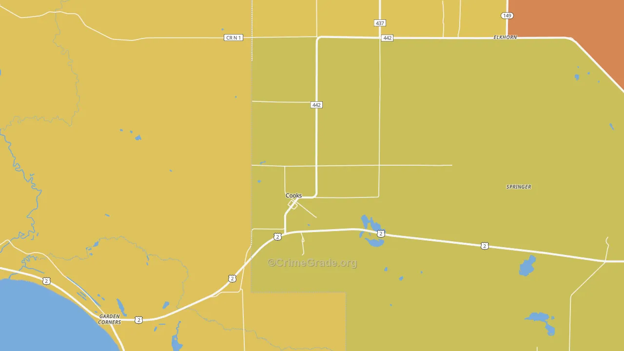 Cooks, MI Map of Vandalism Rates