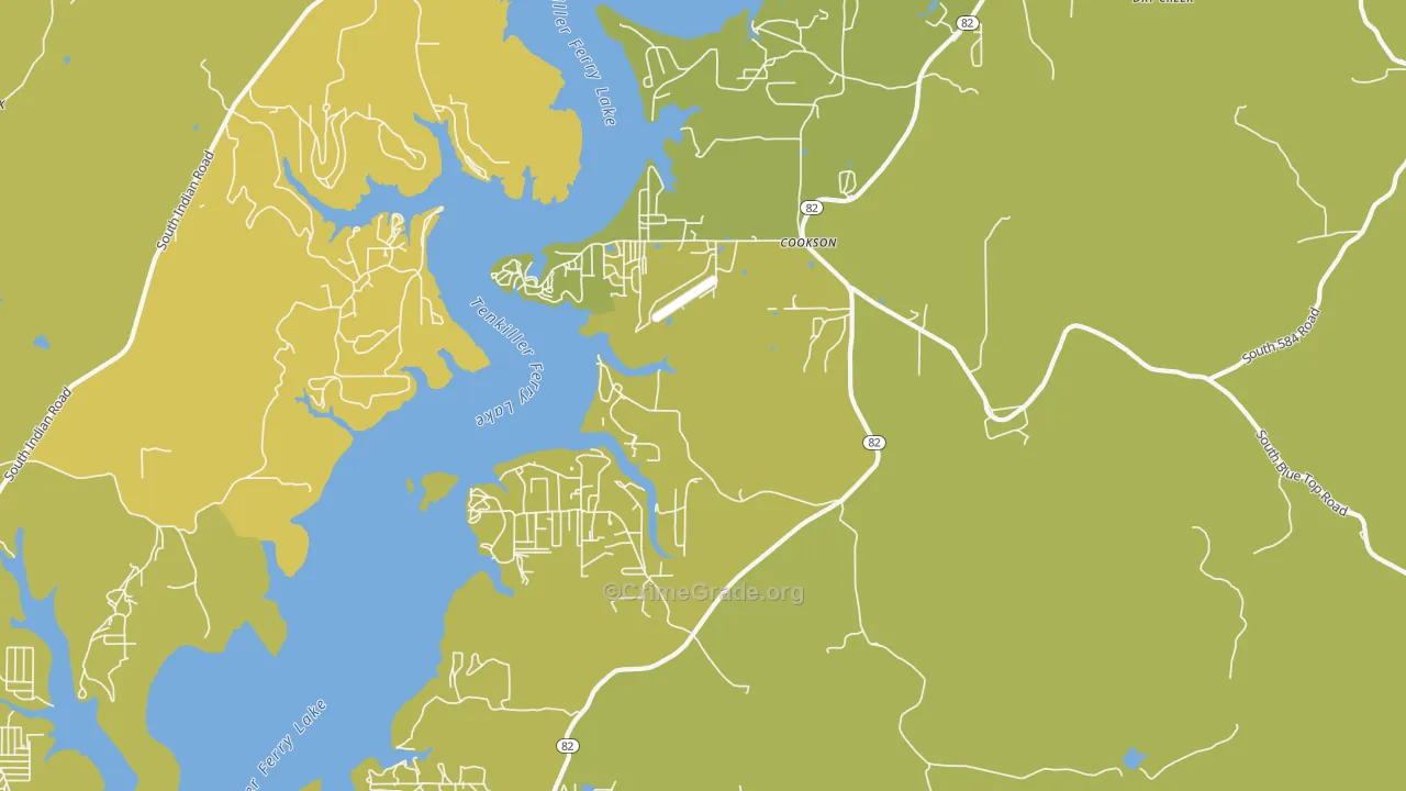 Cookson, OK Map of Vandalism Rates
