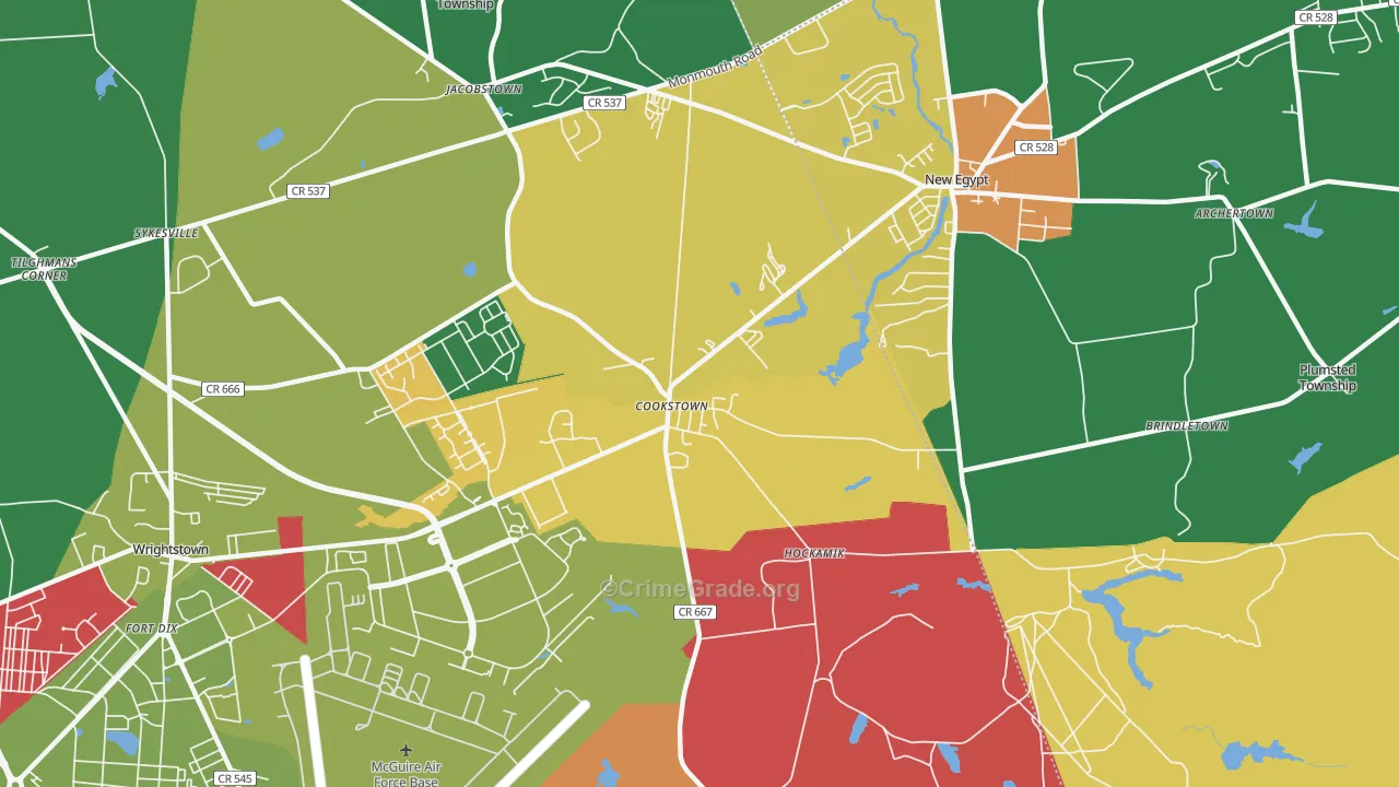 Cookstown, NJ Map of Vandalism Rates