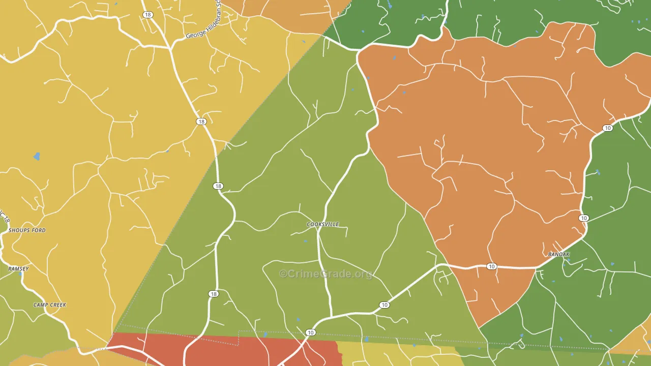 Cooksville, NC Map of Vandalism Rates