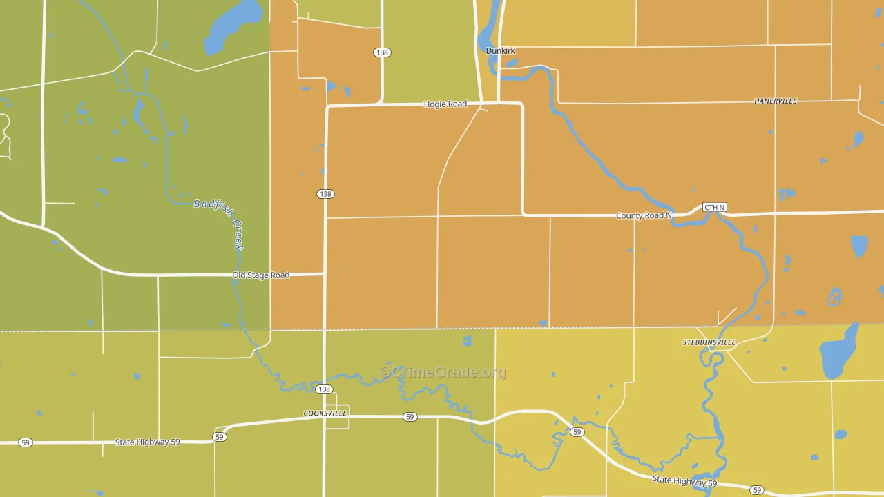 Cooksville, WI Map of Vandalism Rates