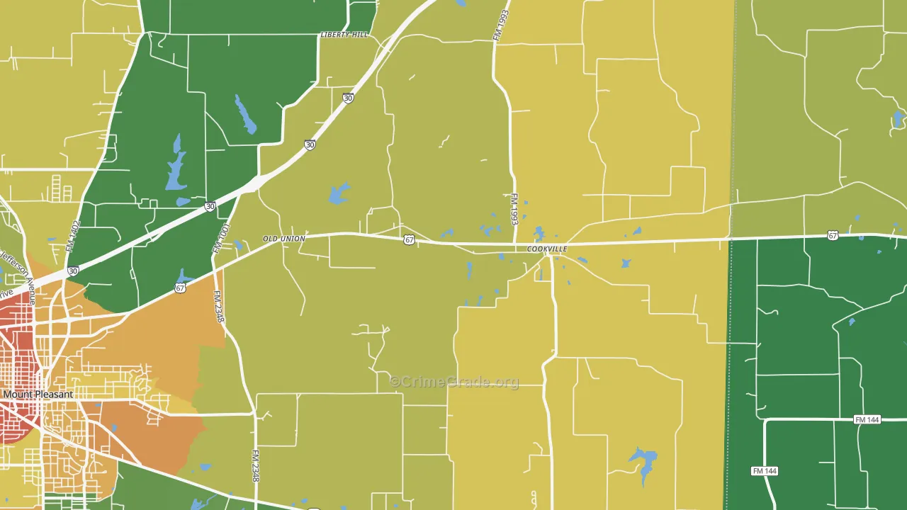 Cookville, TX Map of Vandalism Rates