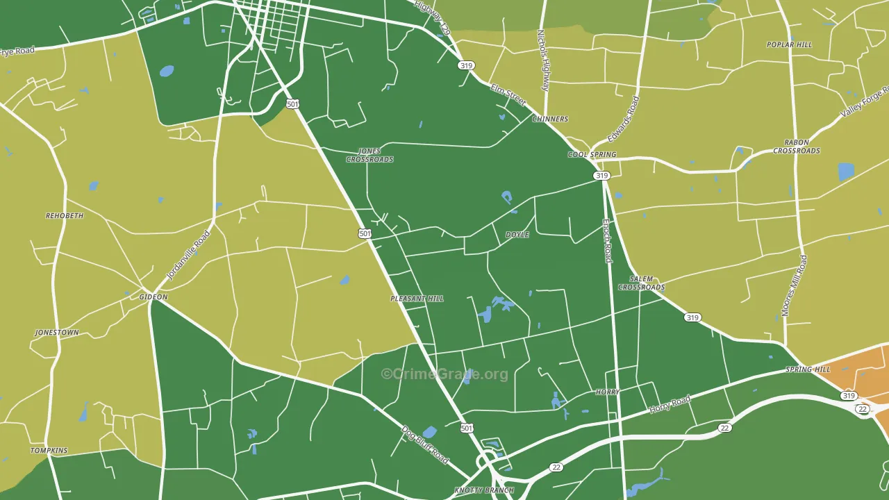 Cool Spring, SC Map of Vandalism Rates