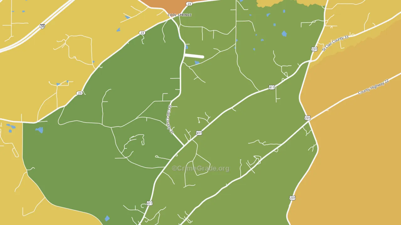 Cool Springs, AL Map of Vandalism Rates