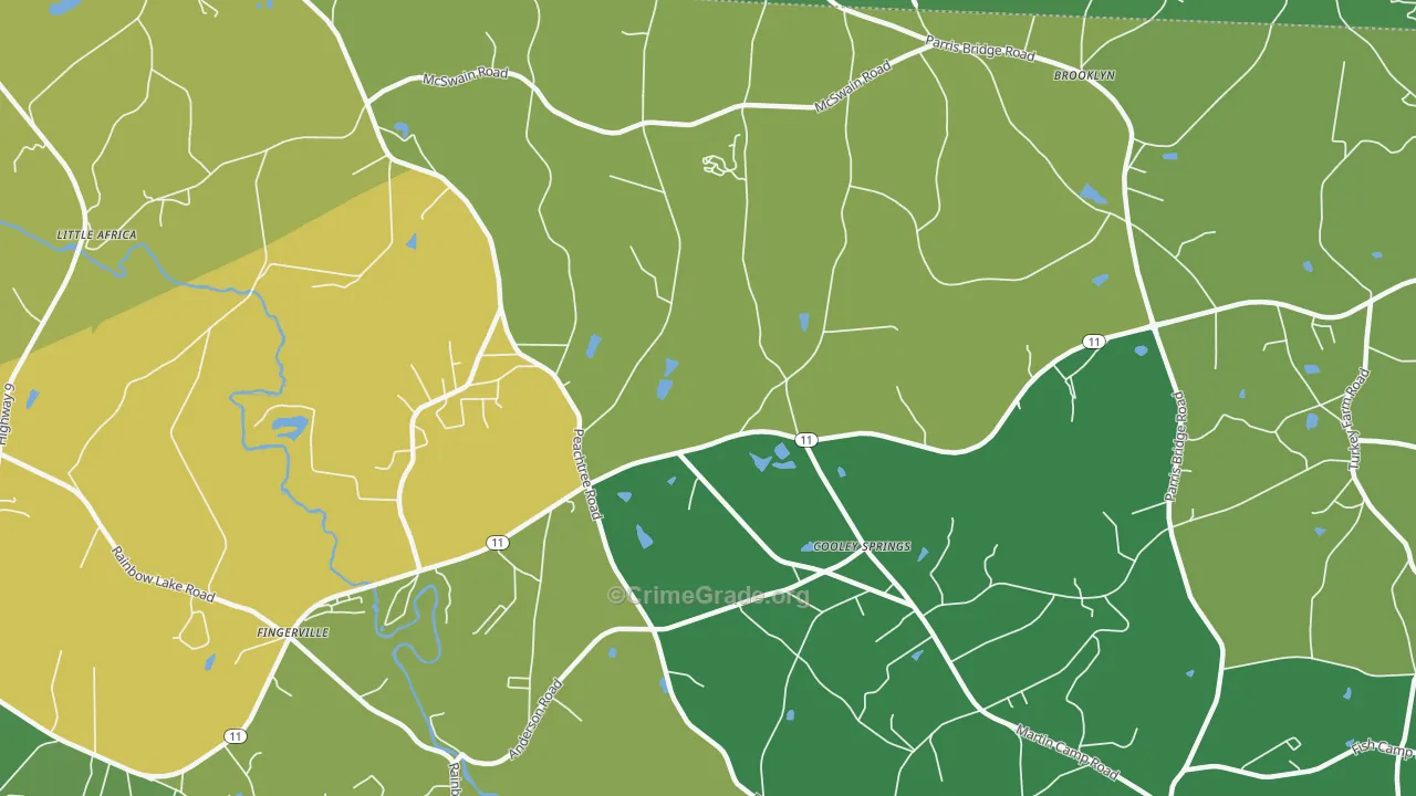 Cooley Springs, SC Map of Vandalism Rates