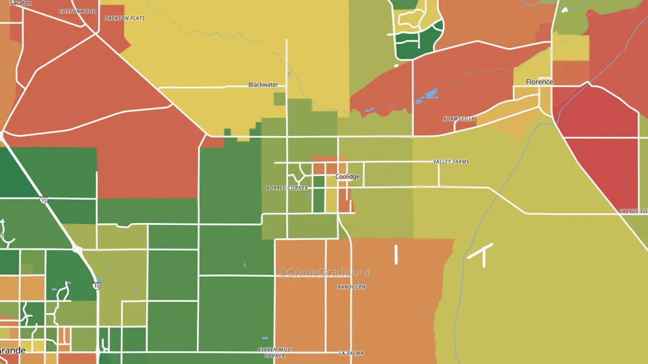 Coolidge, AZ Map of Vandalism Rates